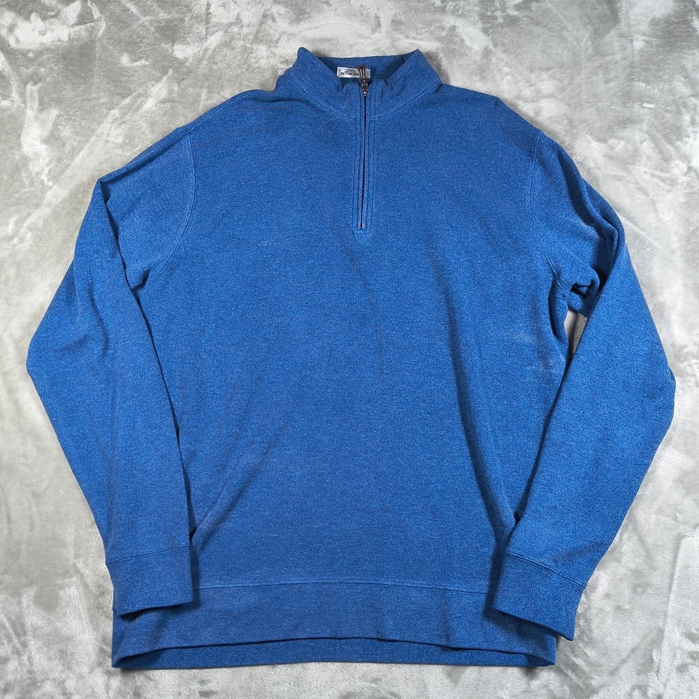 Peter MIllar Sweater Mens XL Blue Tri Blend Quarter Zip Long Sleeve Soft Golf